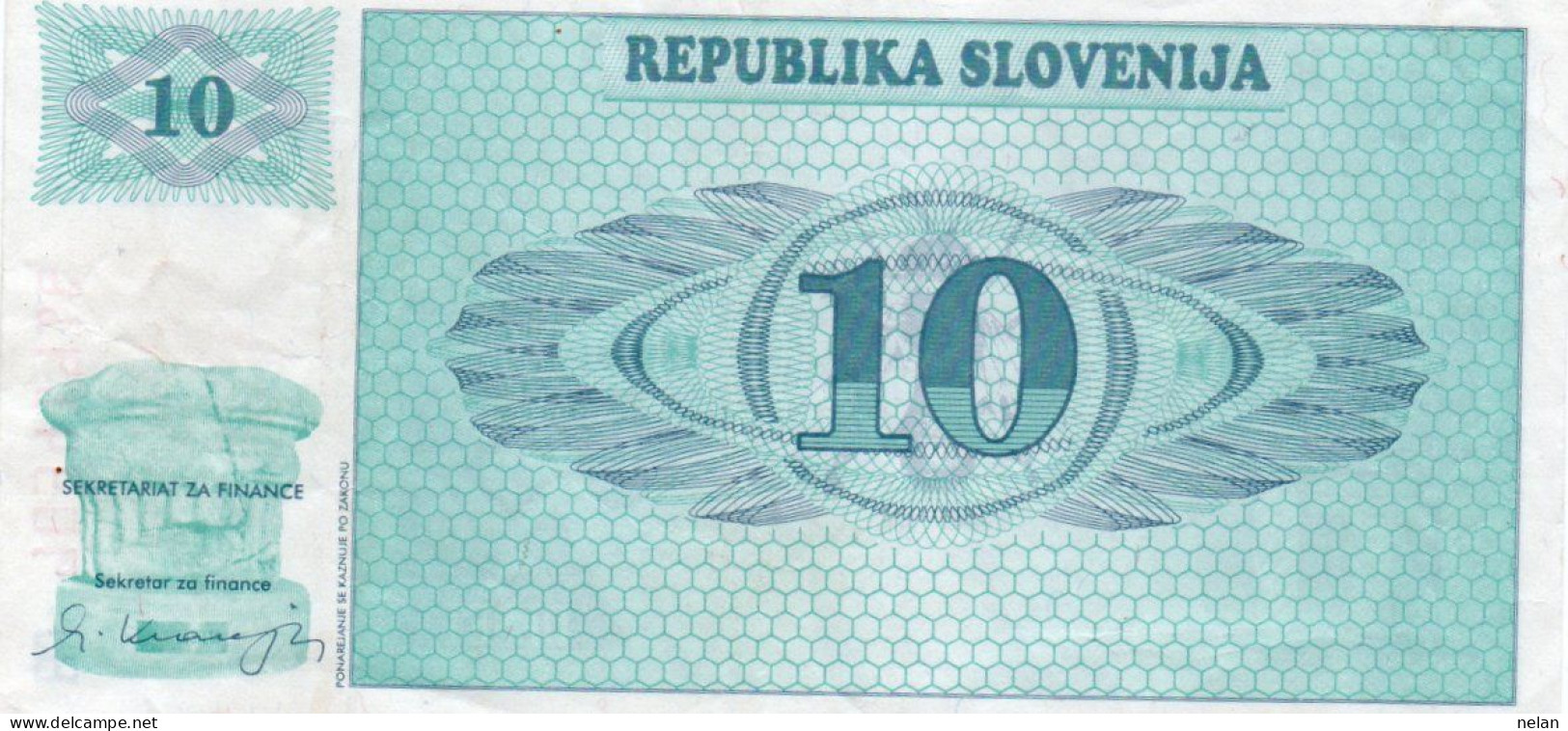 SLOVENIA 10 TOLARJEV 1990 P-4a  XF - Slovénie