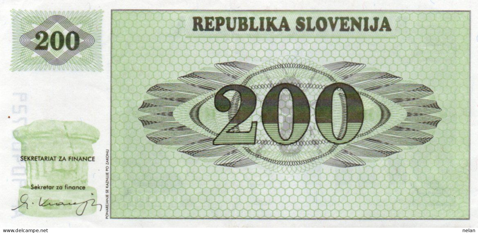 SLOVENIA 200 TOLARJEV 1990 P-7a  XF PREFIX AF - Slovénie