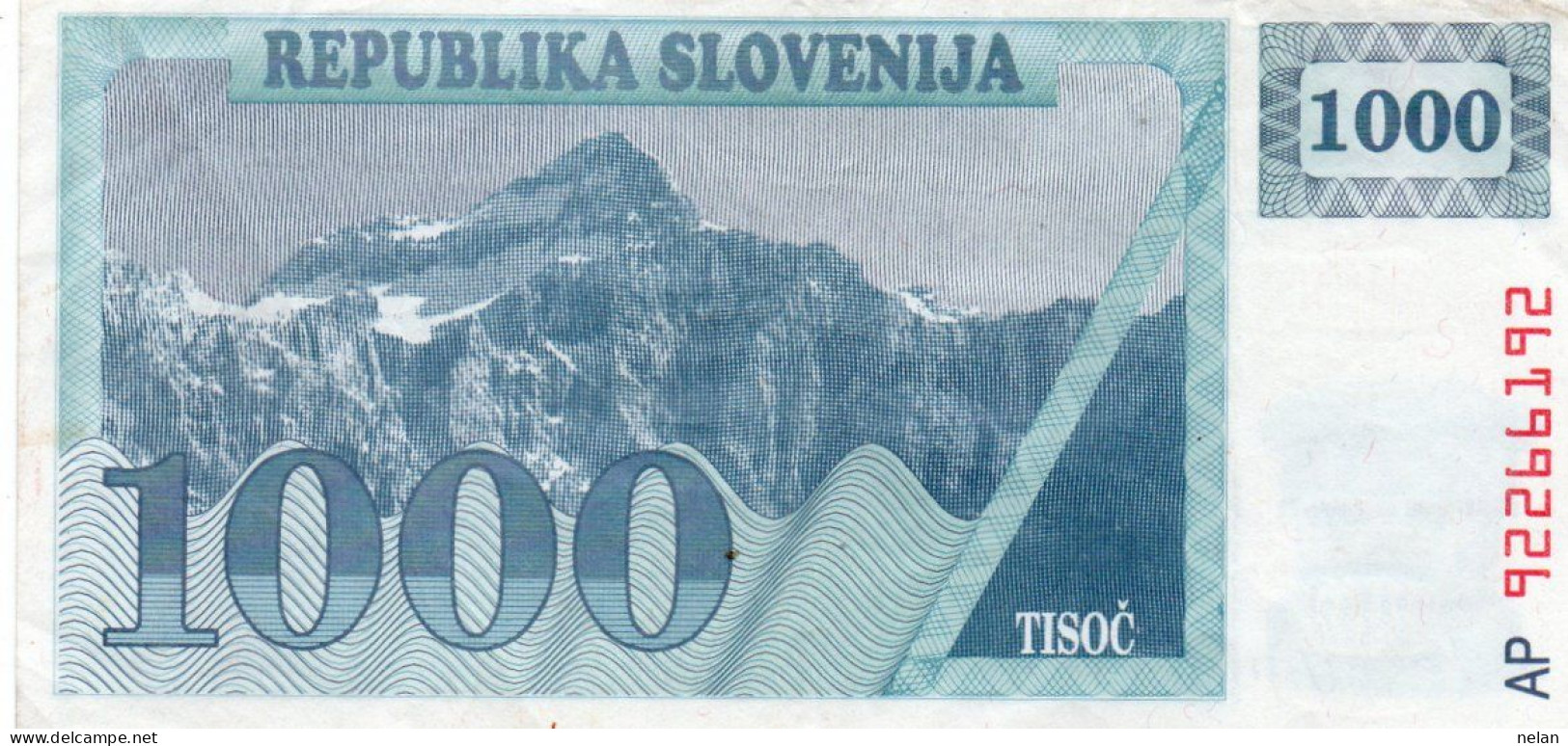 SLOVENIA 1000 TOLARJEV 1992 P-9b  XF PREFIX AP - RARA - Slowenien