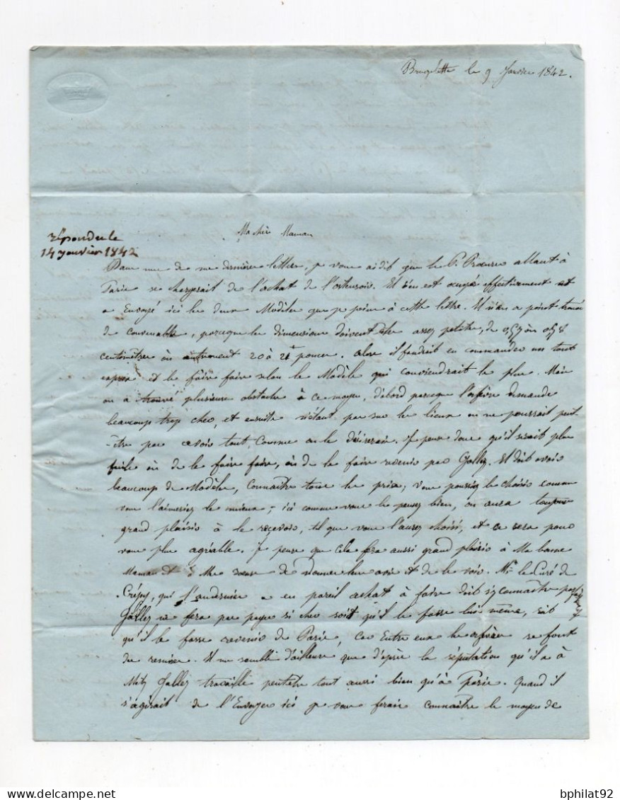 !!! LETTRE DE BRUGELETTE POUR METZ DE 1842, MARQUE D'ENTREE BELGIQUE - THIONVILLE - 1830-1849 (Belgica Independiente)