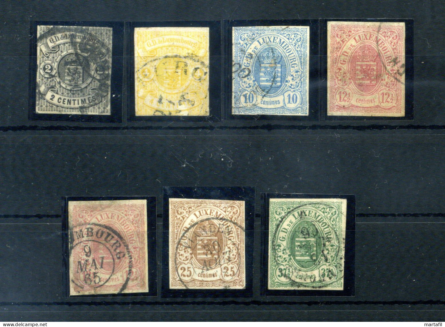 1859 LUSSEMBURGO Luxembourg Uni. N.4-5-6-7-8-10 USATI (n.4 Non Calcolato) - 1859-1880 Armoiries