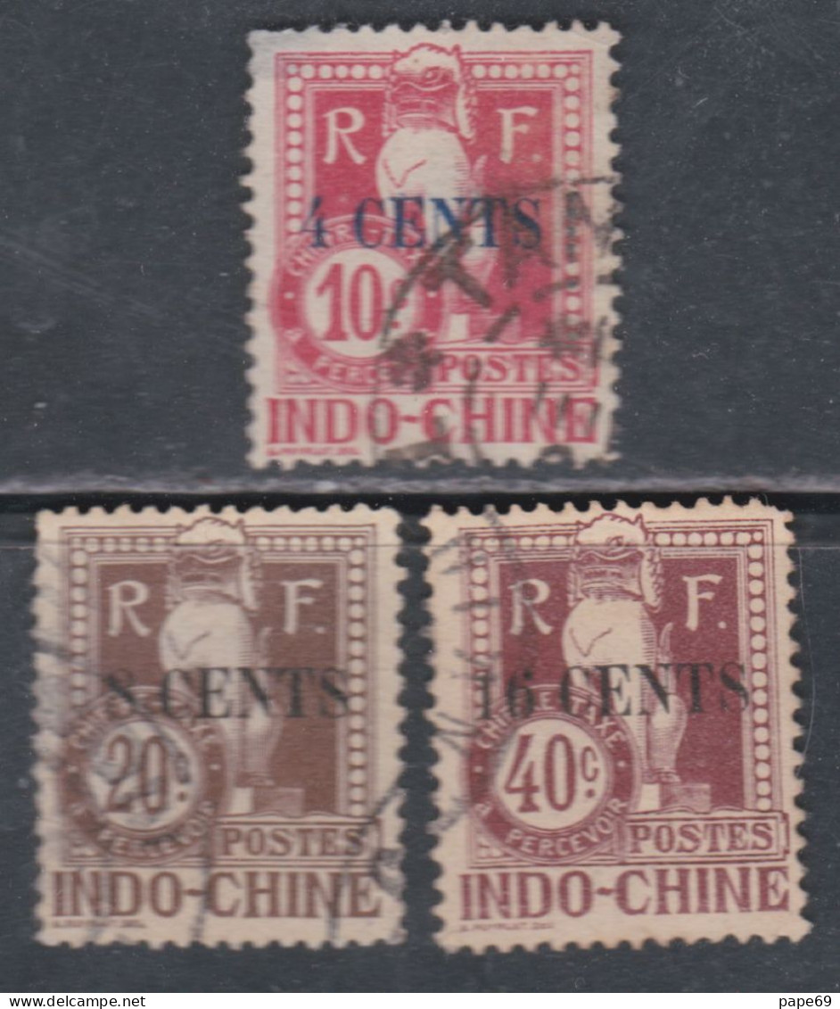 Indochine Taxe 21 + 23 + 25 O Partie De Série  Les 3 Valeurs Oblitérées, TB - Timbres-taxe