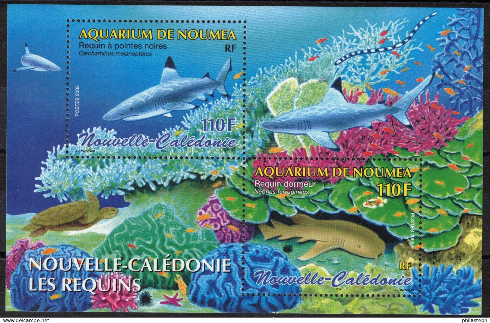 Nouvelle Calédonie 2005 - AQUARIUM DE NOUMEA - YT BF 35  Neuf ** - Requin, Tortue - Blocs-feuillets