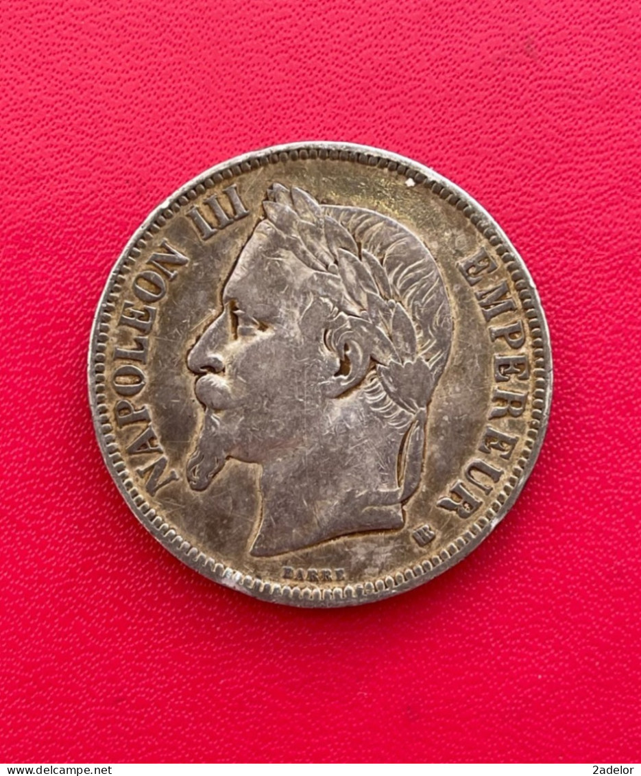 Bel écu En Argent De 5 Francs 1868 BB Napoléon III Tête Laurée - 5 Francs