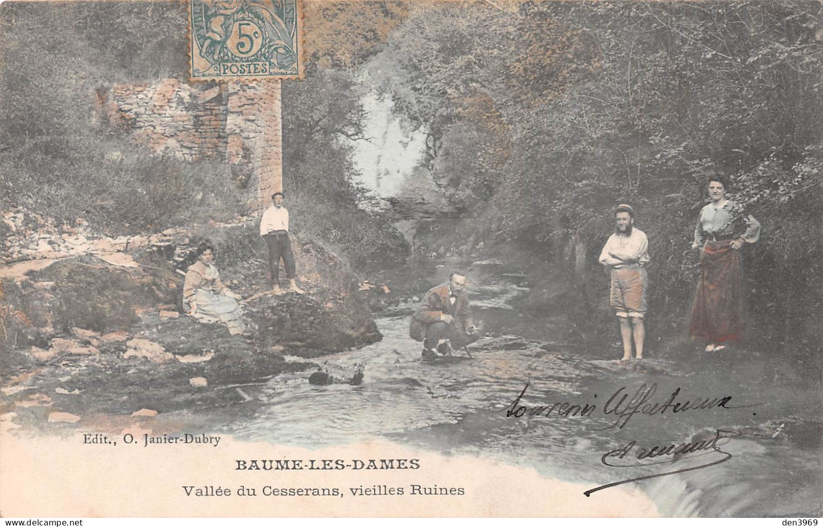 BAUME-les-DAMES (Doubs) - Vallée Du Cesserans, Vieilles Ruines - Edit. O. Janier-Dubry Couleurs - Voyagé 1907 (2 Scans) - Baume Les Dames