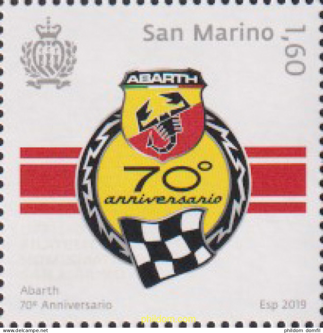 620498 MNH SAN MARINO 2019 70 ANIVERSARIO DE LA SOCIEDAD ABARTH - Unused Stamps