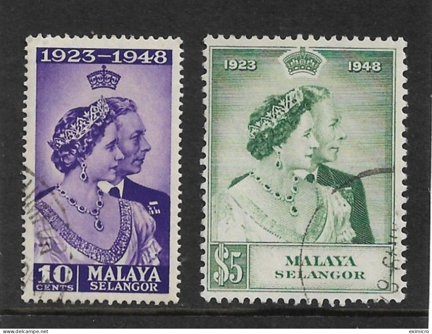 MALAYA - SELANGOR 1948 SILVER WEDDING SET FINE USED Cat £25+ - Selangor