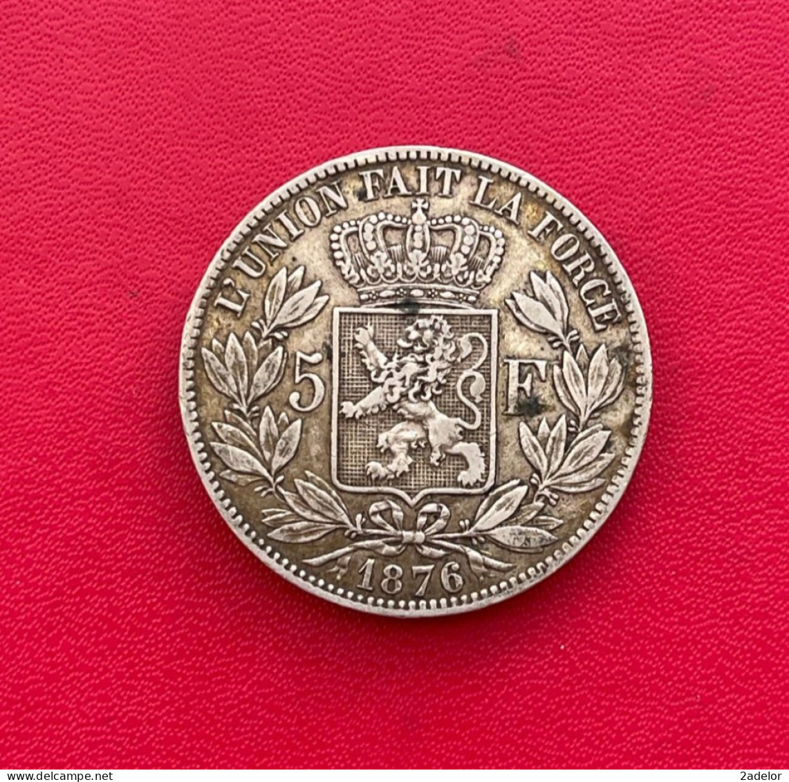 Bel écu En Argent De 5 Francs 1876 Leopold II Roi Des Belges - 5 Francs