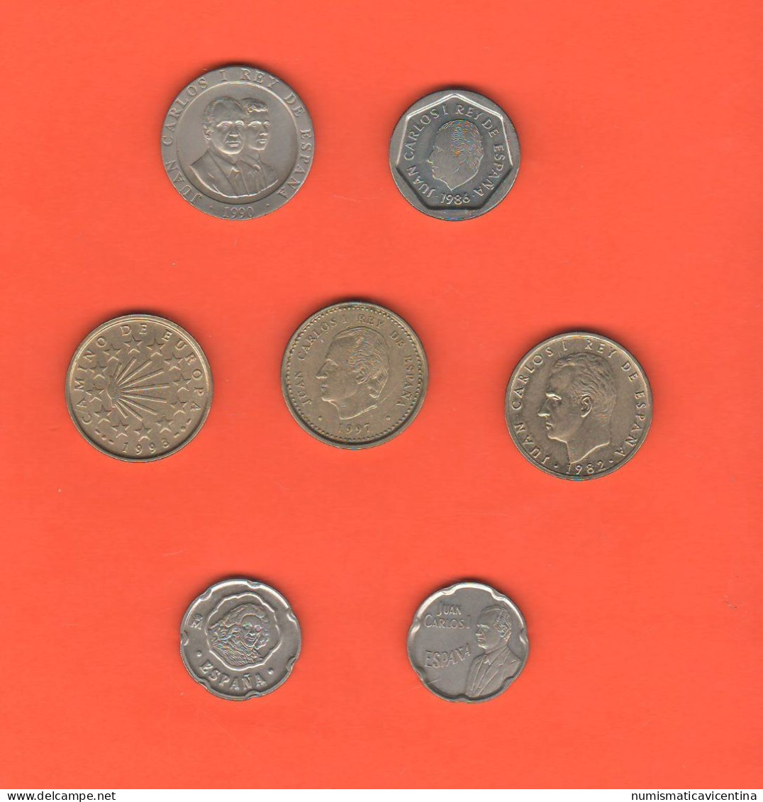 Spagna Lotto 7 Monete Pesetas España Spain Seven Differents Coins - Andere & Zonder Classificatie