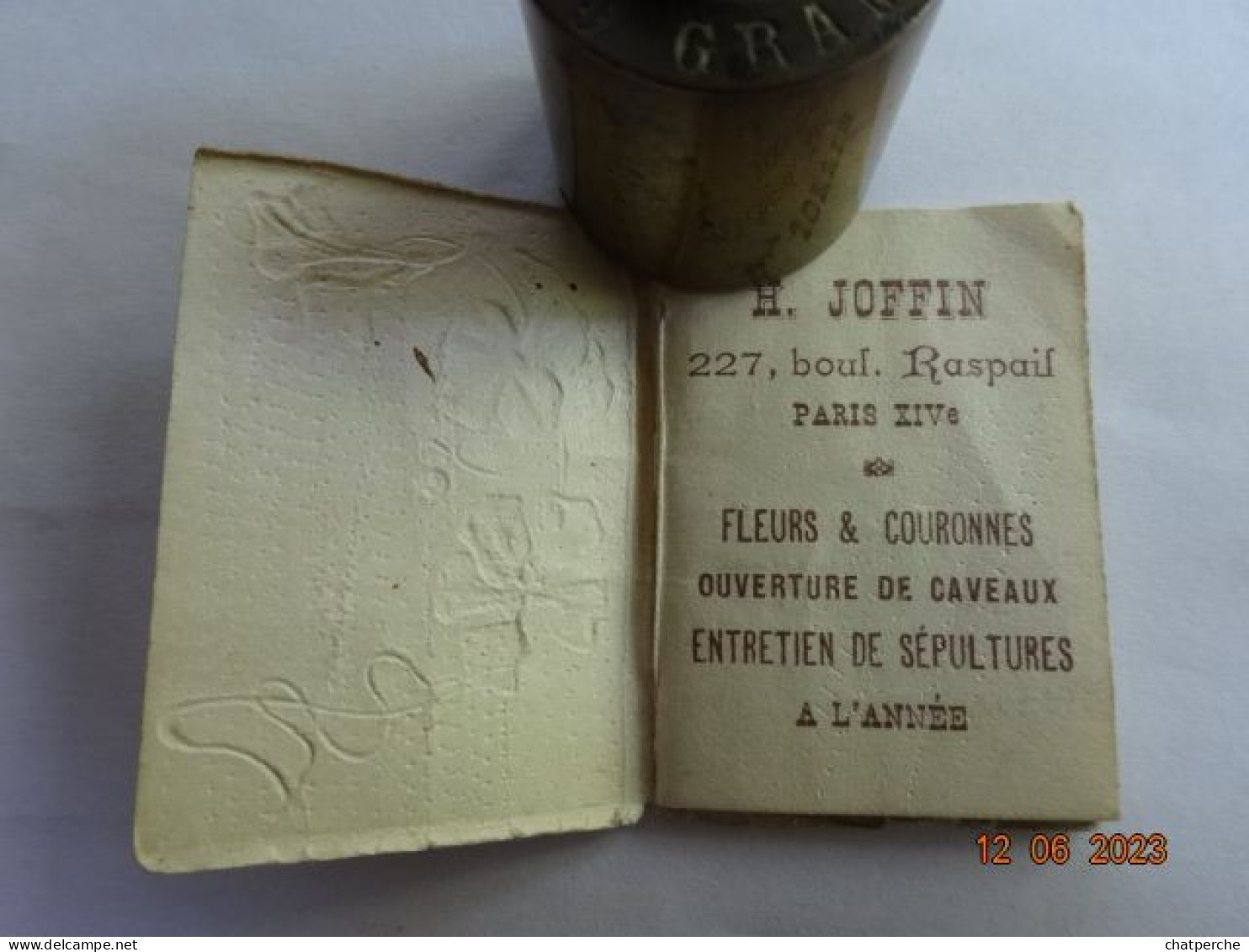 CALENDRIER 1909 H. JOFFIN FLEURS COURONNES ENTRETIEN SEPULTURES - Tamaño Pequeño : 1901-20