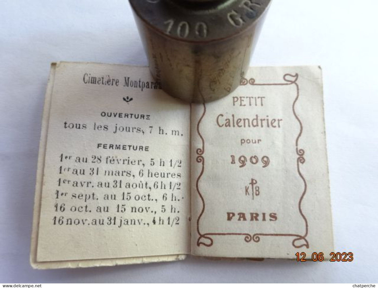 CALENDRIER 1909 H. JOFFIN FLEURS COURONNES ENTRETIEN SEPULTURES - Petit Format : 1901-20