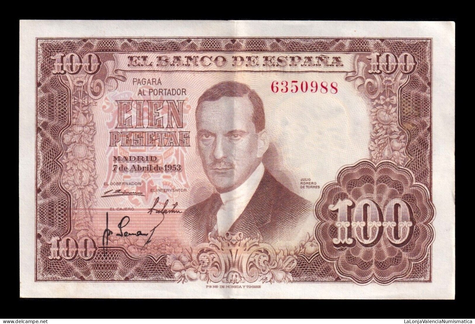 España Spain 100 Pesetas Romero De Torres 1953 Pick 145 Sin Serie Ebc Xf - 100 Pesetas