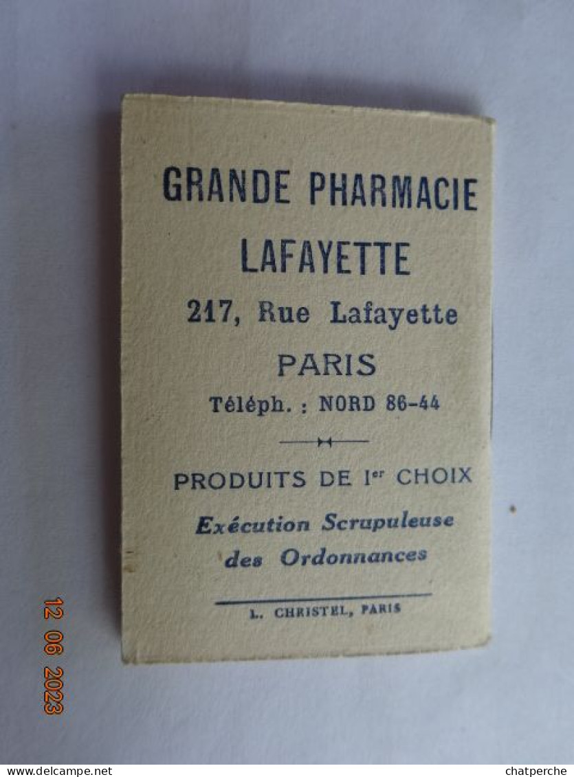 CALENDRIER 1937 PAYSAGE NOCTURNE SOUS LA NEIGE GRANDE PHARMACIE LAFAYETTE PARIS - Petit Format : 1921-40