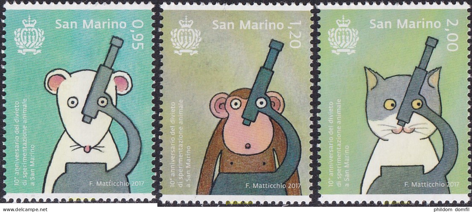705108 MNH SAN MARINO 2017 ANIVERSARIO DE LA PROHIBICIÓN DE EXPERIMENTAR CON ANIMALES - Unused Stamps