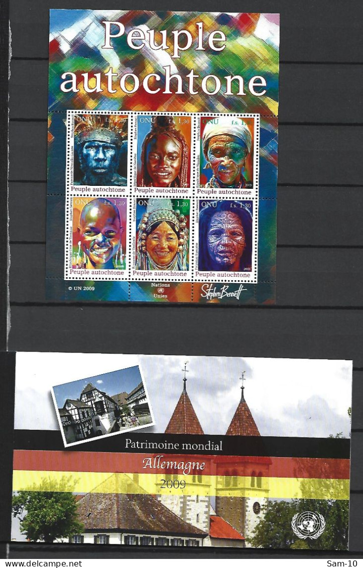 Année 2009 Compléte Nation Unis  Genéves En Neuf **  N 648 /681  La Séries 655/660 En Carnets Sauf Manque Les 671/675 - Unused Stamps