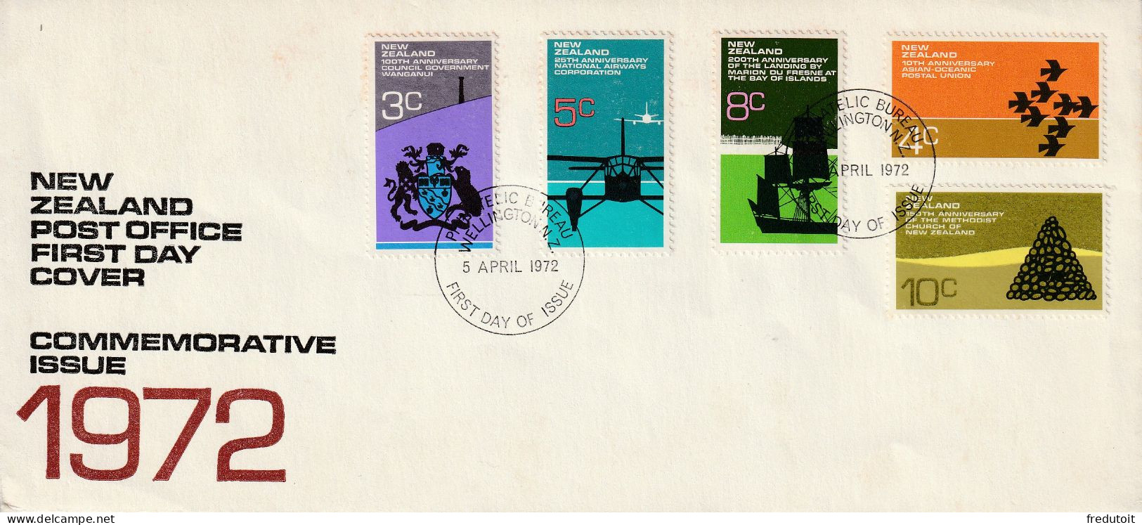 FDC - Nouvelle Zélande - N°562/6 (1972) Anniversaires - FDC