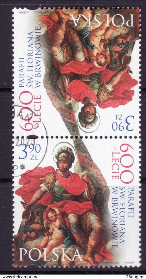 POLAND 2023  600th Anniversary Of The Parish Of St. Florian In Brwinów  Tete Beche USED - Oblitérés