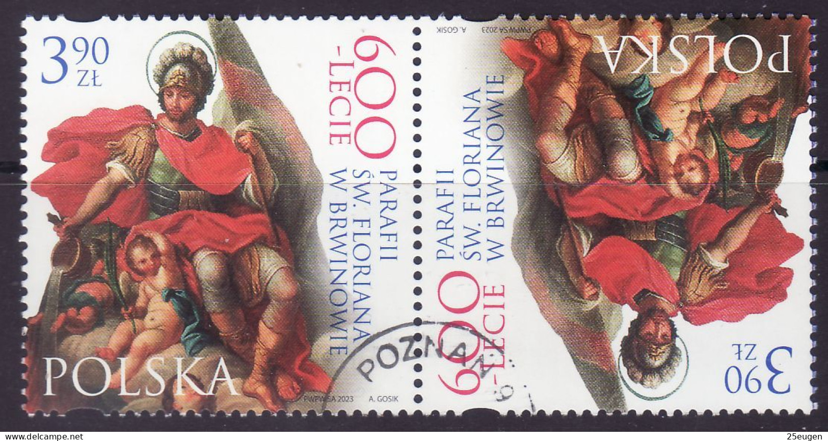 POLAND 2023  600th Anniversary Of The Parish Of St. Florian In Brwinów  Tete Beche USED - Oblitérés