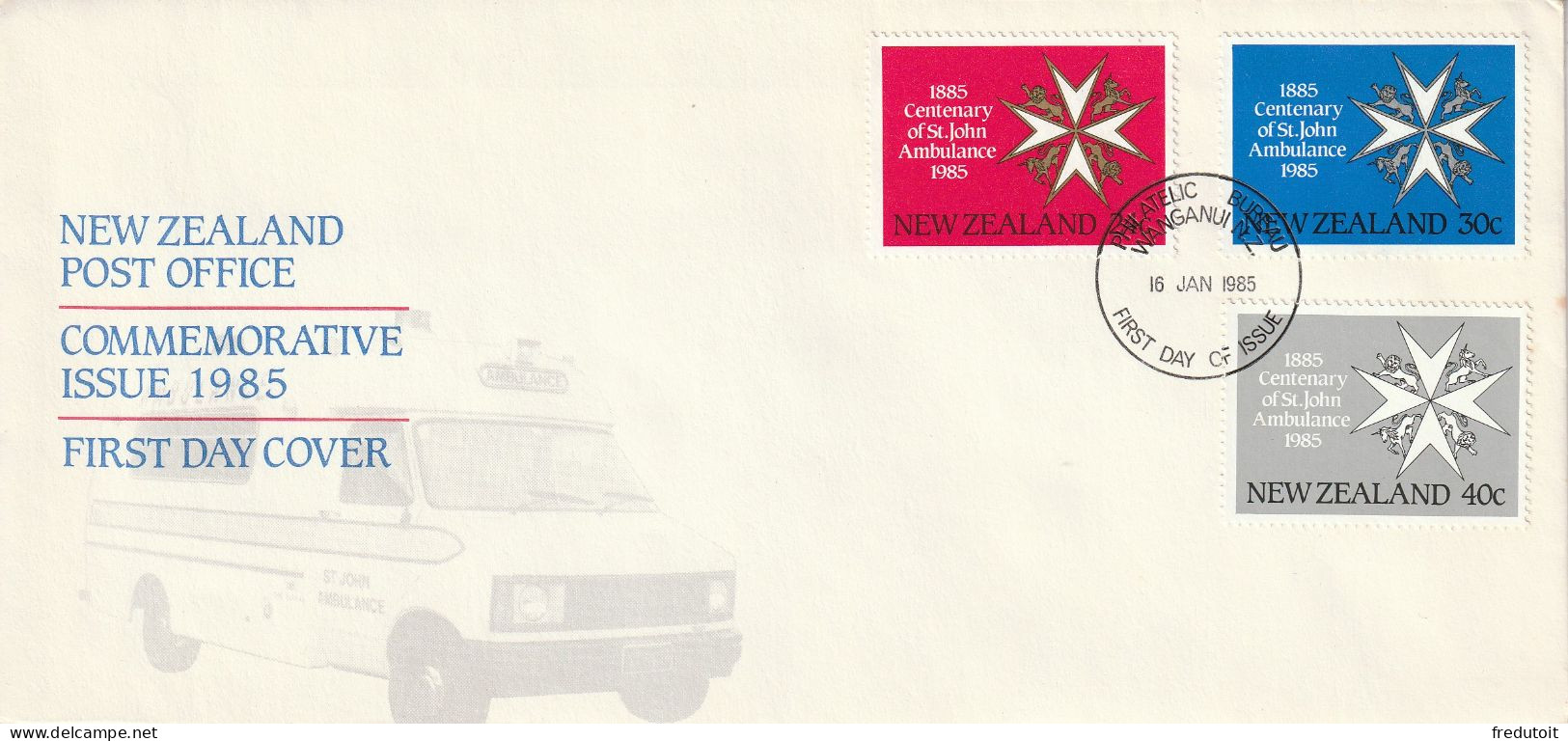 FDC - Nouvelle Zélande - N°886/8 (1985) Centenary Of St.John Ambulance - FDC