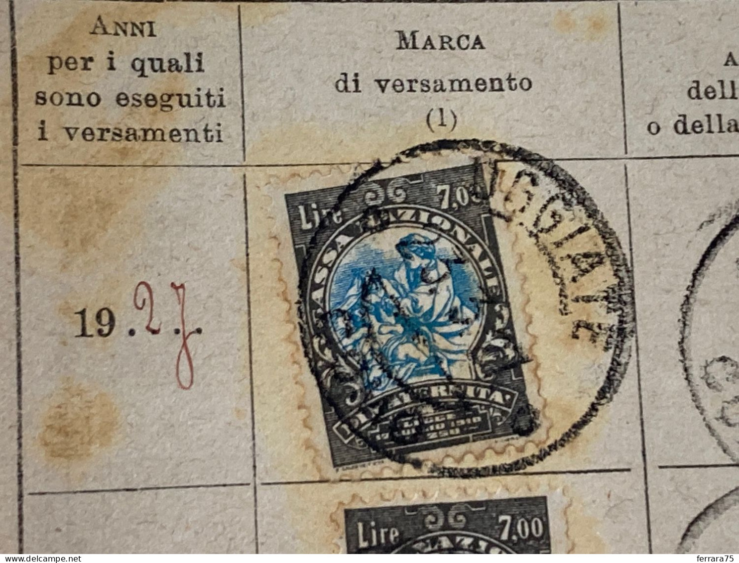 LOTTO N.4 MARCHE  DA BOLLO CASSA NAZIONALE DI MATERNITà 1927/1930. - Fiscaux