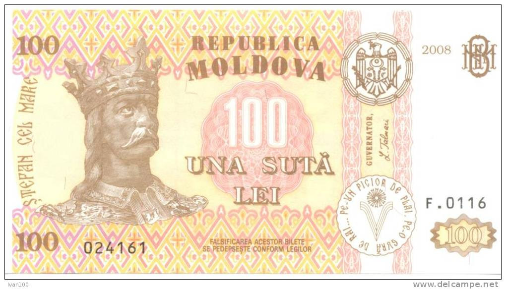 Moldova, 100 Leu, 2008, P-15, UNC - Moldavië