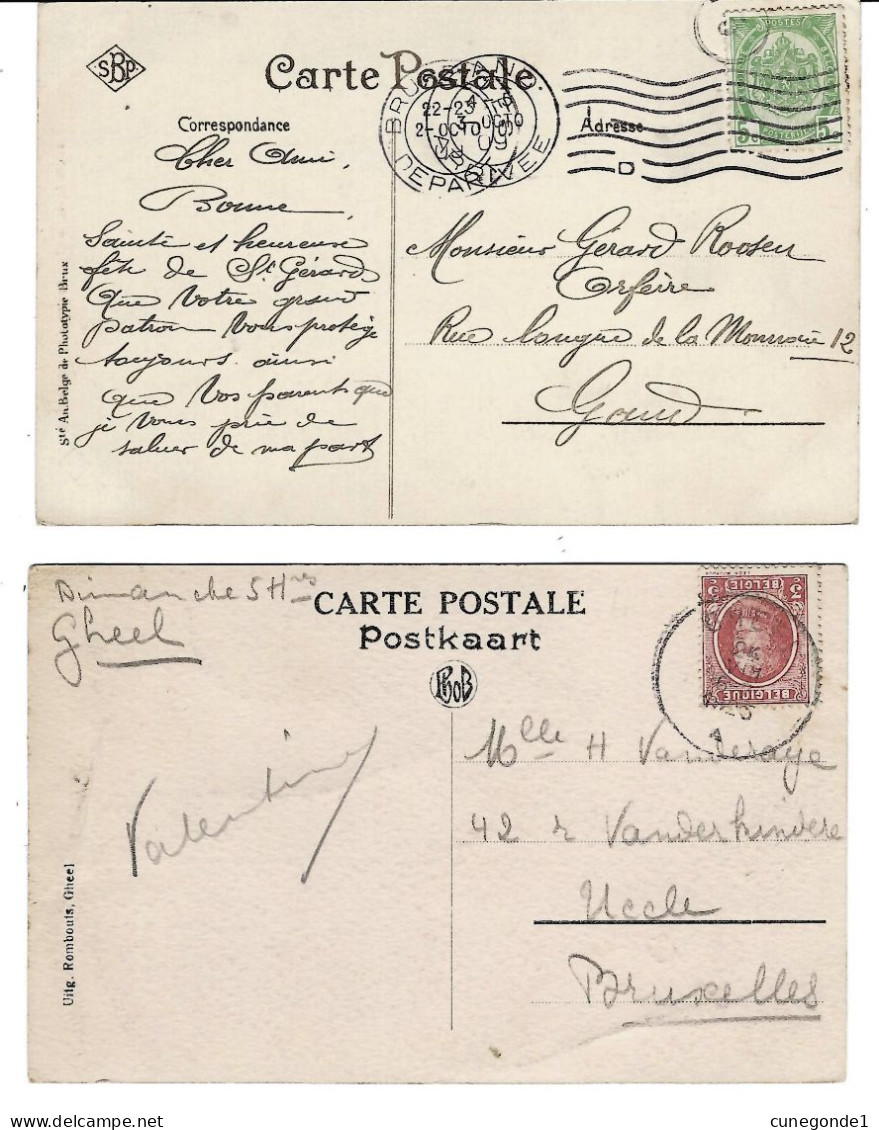 Lot De 2 CPA P.K. GHEEL ( Région Anvers ) : Int Et Ext. Eglise Ste Dymphne / Ste Dymphnakerk - Circulées - 2 Scans - Geel