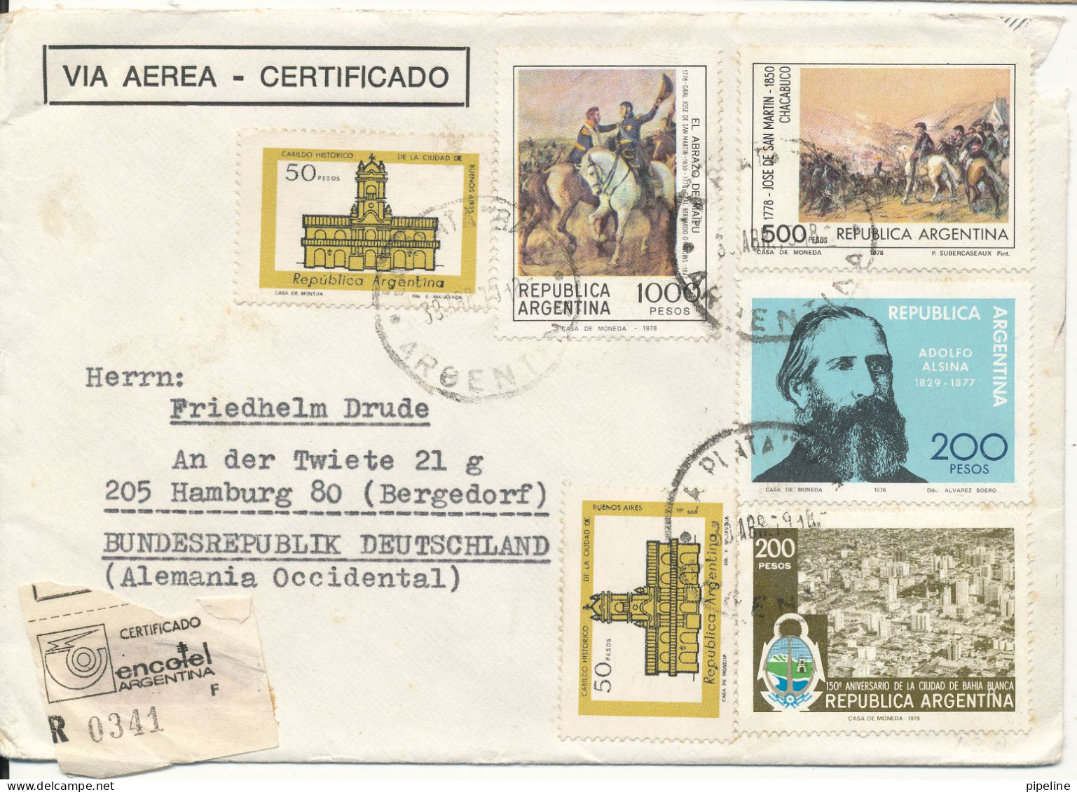 Argentina Registered Cover Sent To Germany 30-4-1979 With Topic Stamps - Brieven En Documenten