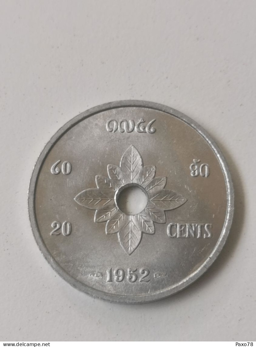 Laos, 20 Cents - Sisavang Vong. 1952 - Laos