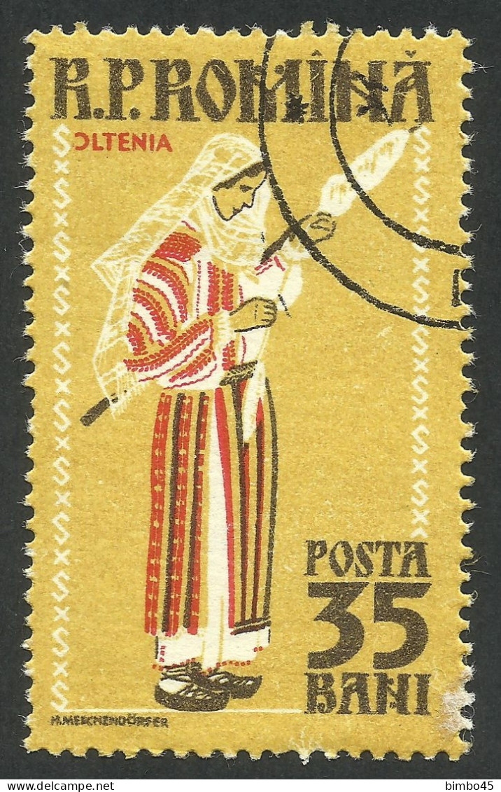 Error   ROMANIA 1958 Traditional Costumes  CTO -- The Letter "O" Is Broken - Abarten Und Kuriositäten