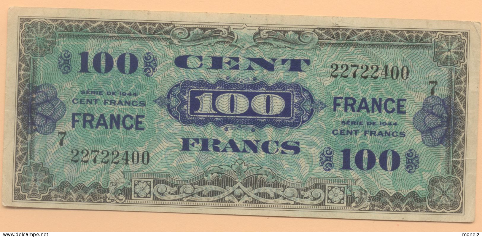 100 FRANCS 1944 VERSO FRANCE SERIE 7 ETAT TTB/SUP - 1945 Verso Frankreich