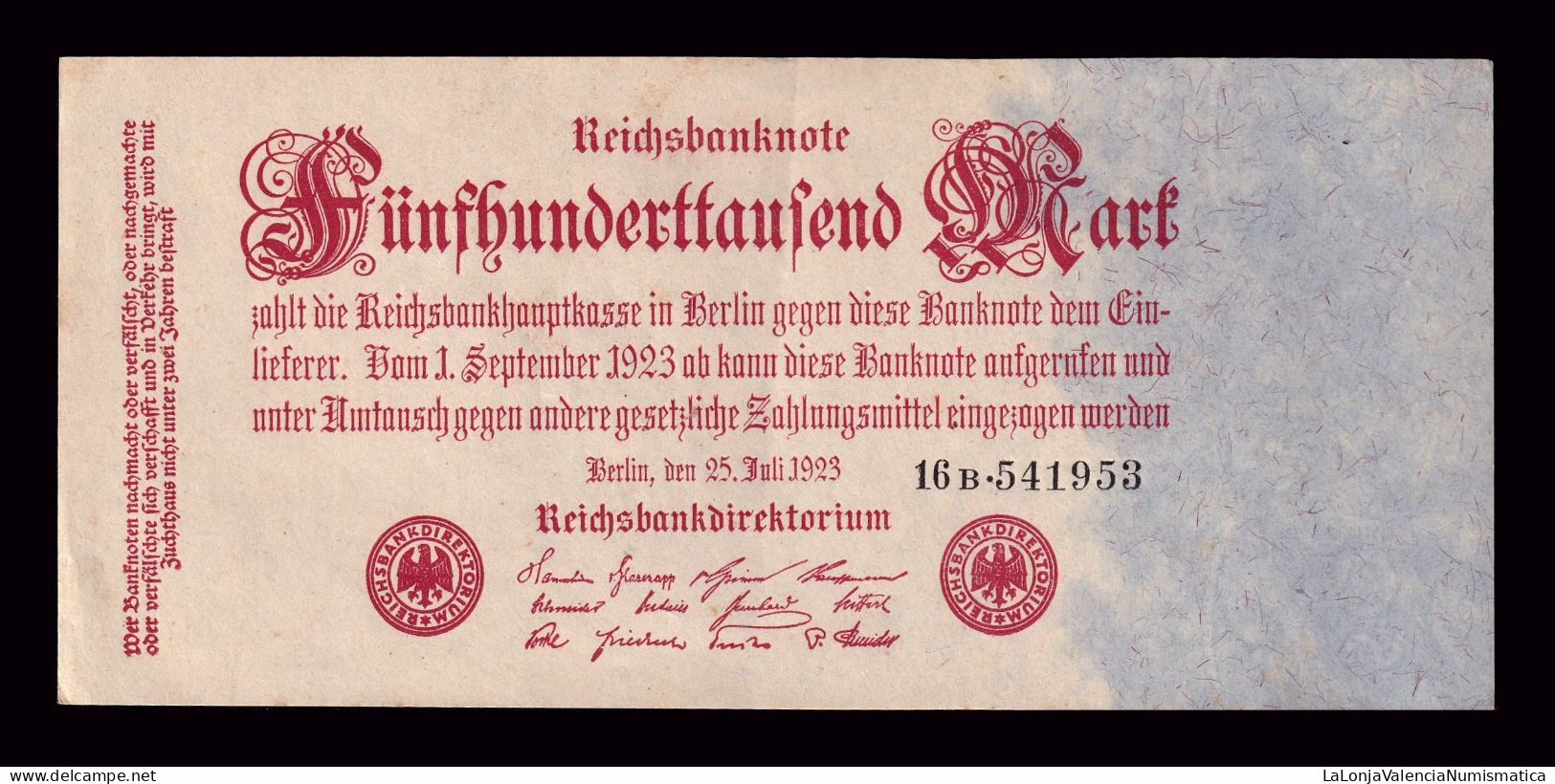 Alemania Germany 500000 Mark 1923 Pick 92 Ebc+ Xf+ - 500.000 Mark