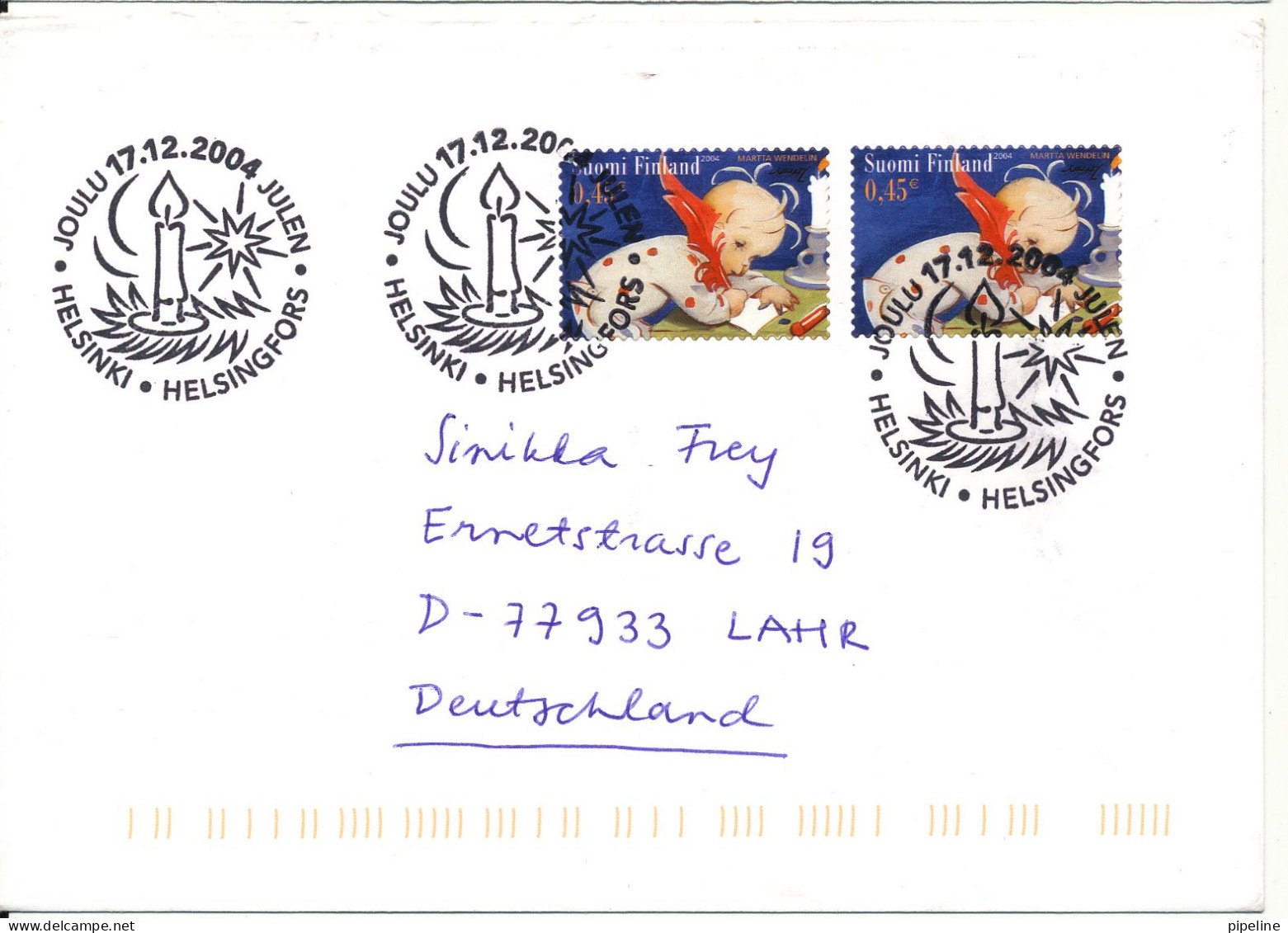 Finland Cover Sent To Germany 17-12-2004 With Christmas Stamps And Special Postmark - Covers & Documents