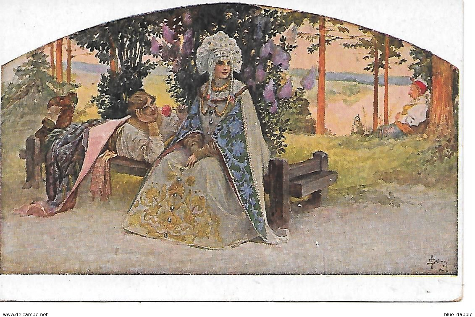 Illustrator - S. Solomko - 'Der Schmeichler, Le Flatteur, Flatterer' - Traditional Russian Costume, Kokoshnik - Solomko, S.