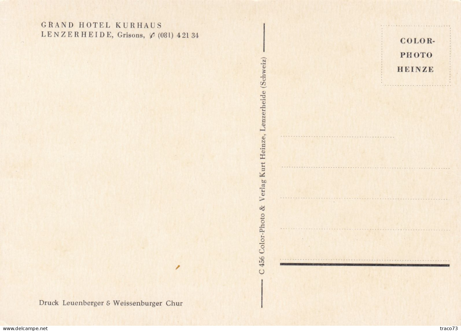 LENZERHEIDE - Grisons  /  GRAND HOTEL KURHAUS - Lantsch/Lenz