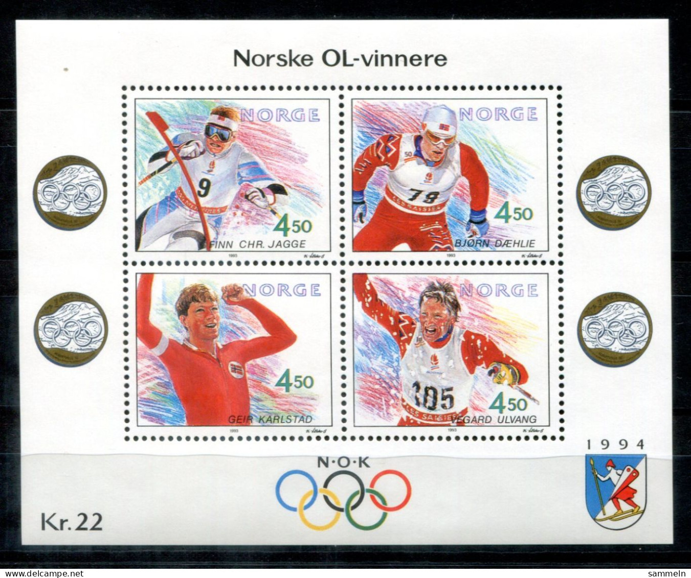 NORWEGEN - Block 19, Bl.19 Mnh - Olympiasieger, Olympic Champions Olympique - NORWAY / NORVÈGE - Hojas Bloque