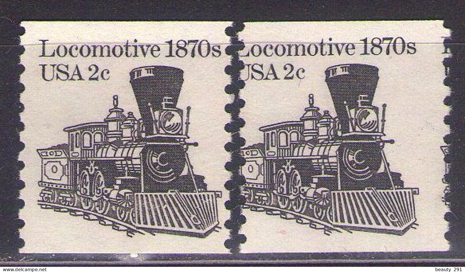 1982 Transportation Coil 2 Cent, Locomotive 1870s,MISPERFORATED, Mint Never Hinged - Errors, Freaks & Oddities (EFOs)