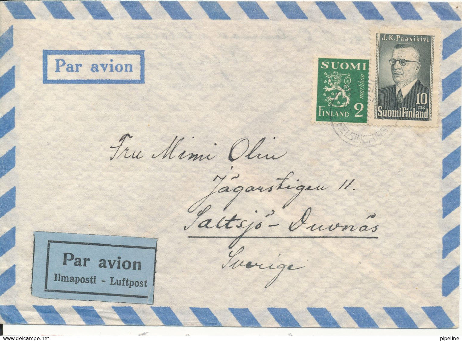 Finland Air Mail Cover Helsinki 23-7-1957 - Brieven En Documenten