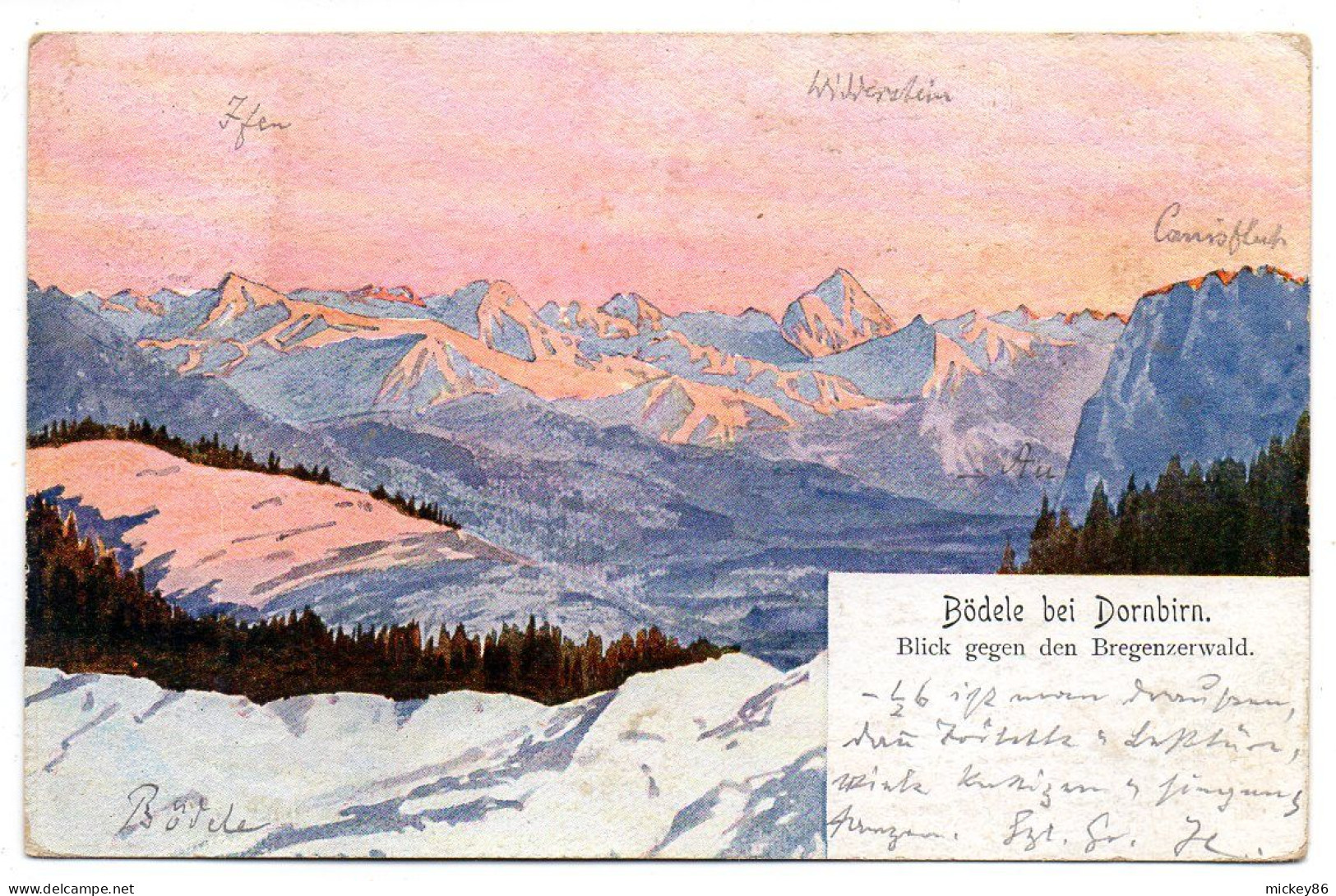 Autriche--DORBIRN--1917-- Boedele Bei Dorbirn -Blick Gegen Den Bregenzerwald.......timbre....cachet - Dornbirn