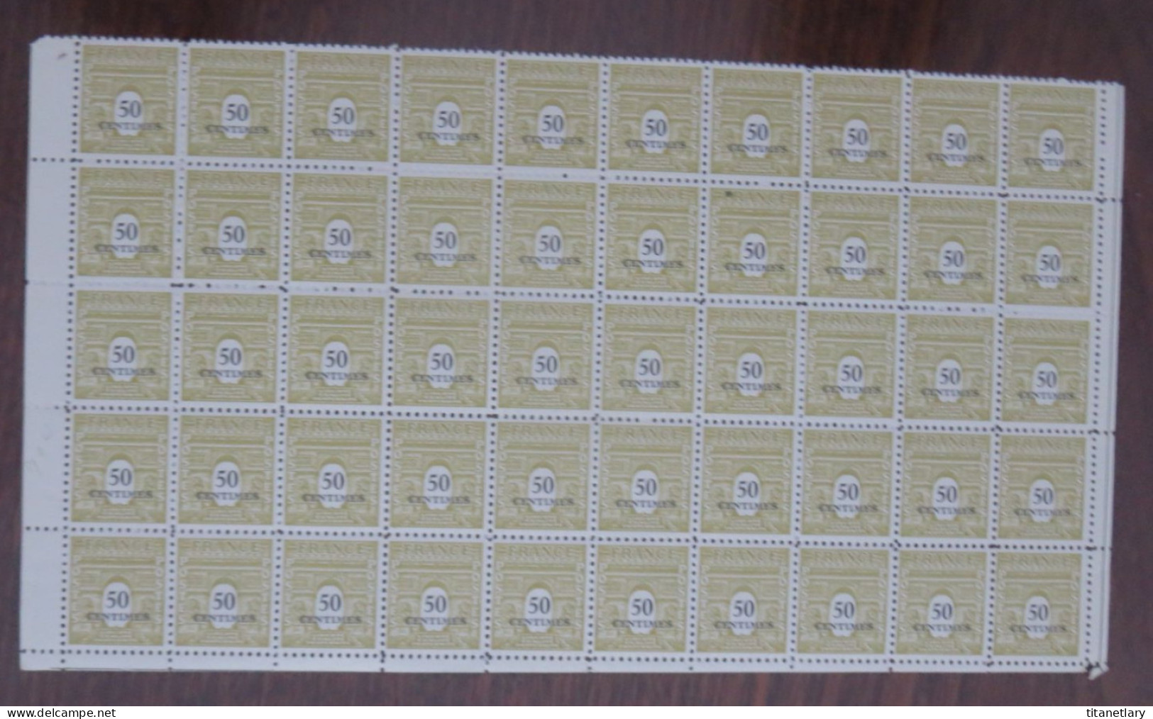 TYPE ARC DE TRIOMPHE -  50 C - Planche De 50 Timbres Neufs FRANCE / 1945 / Y&T N° 704 - 1944-45 Triomfboog