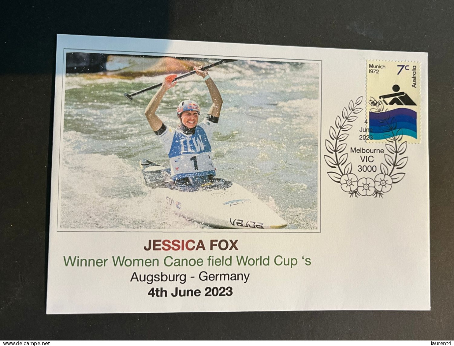 (3 R 27) Canoe -  Jessica Fox Winner Of Women Canoë Field World Cup (8th June 2023) Australian Olympic Stamp - Canoa
