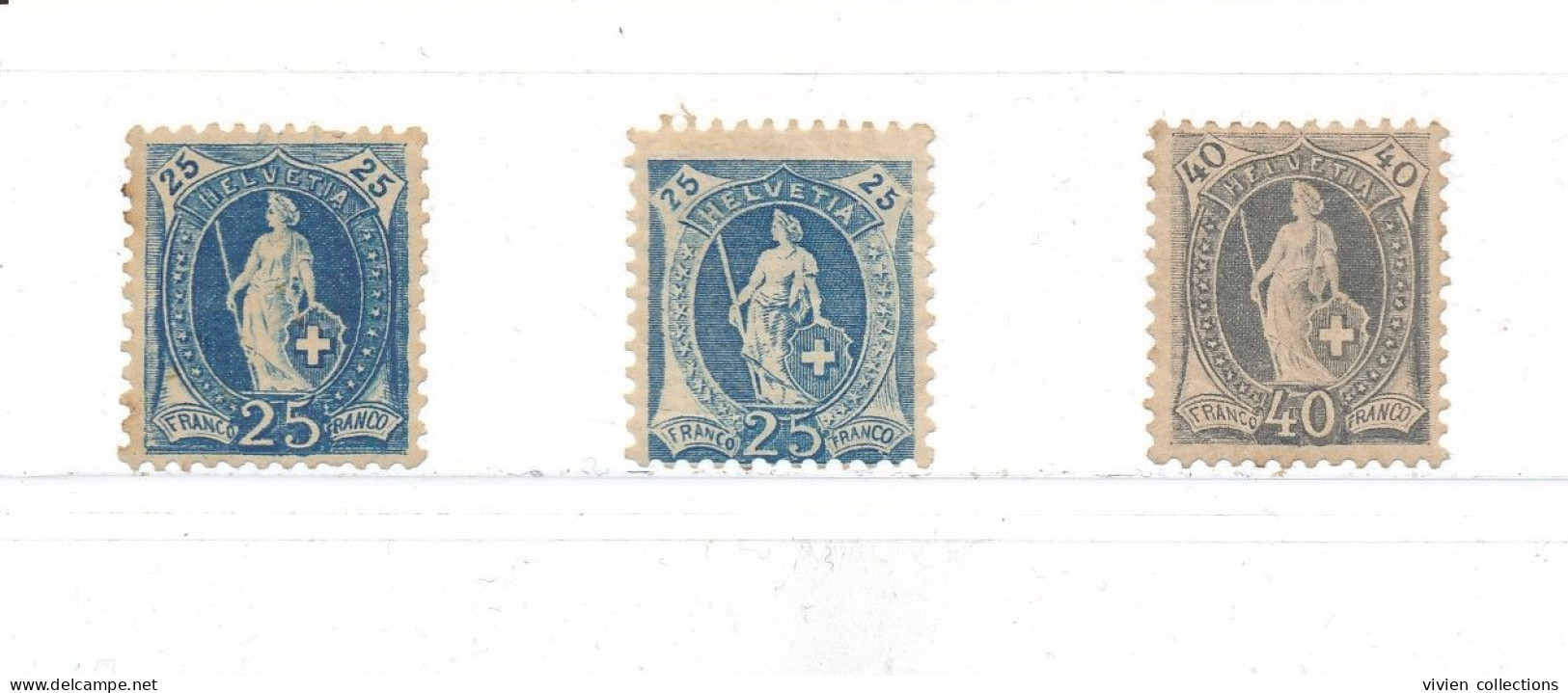 Suisse Helvetia N° 94 Et 96 Neuf * (petit Clair Sous Charnière Du 96) - Unused Stamps