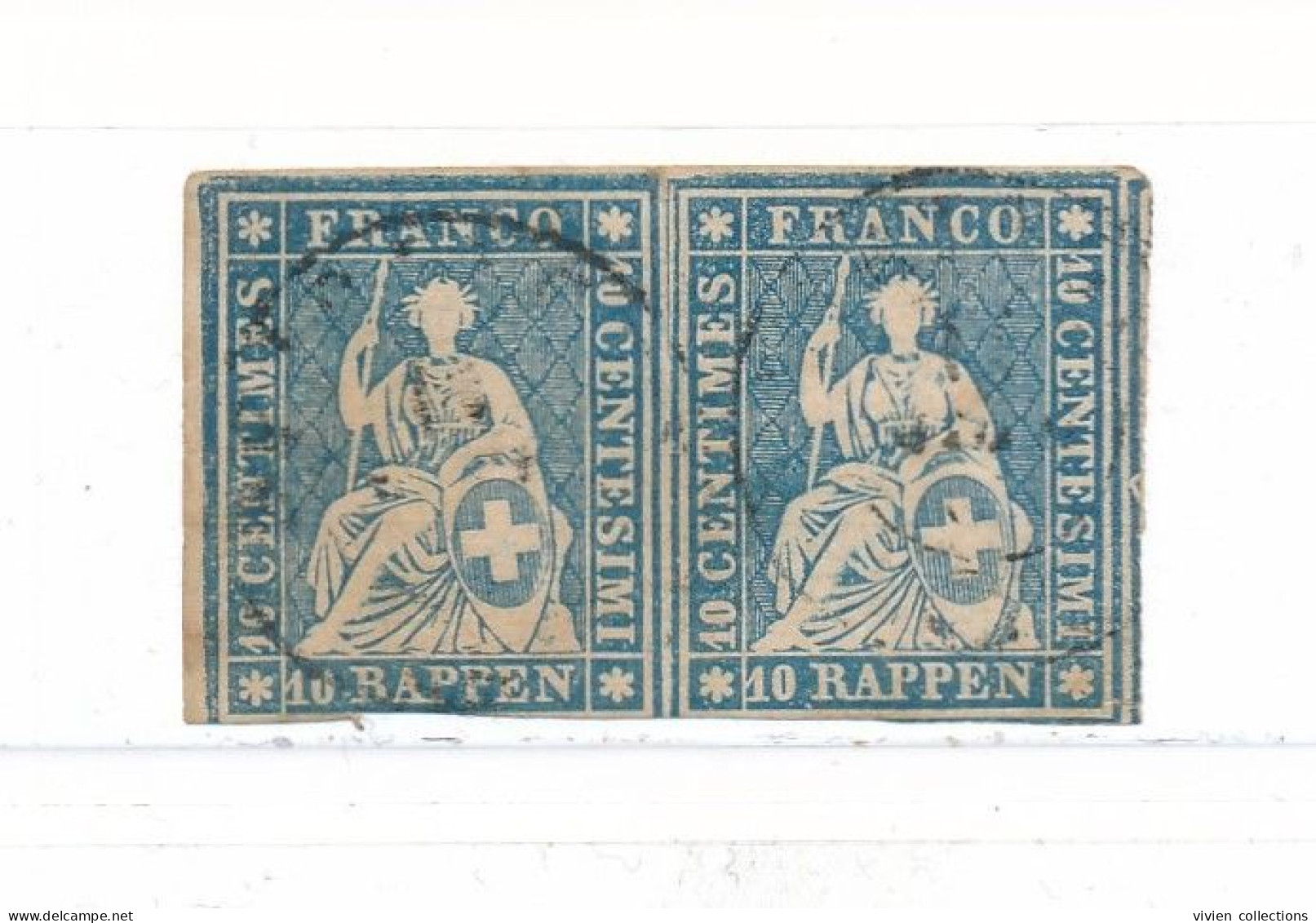 Suisse Helvetia N° 27a En Paire Oblitéré - Unused Stamps