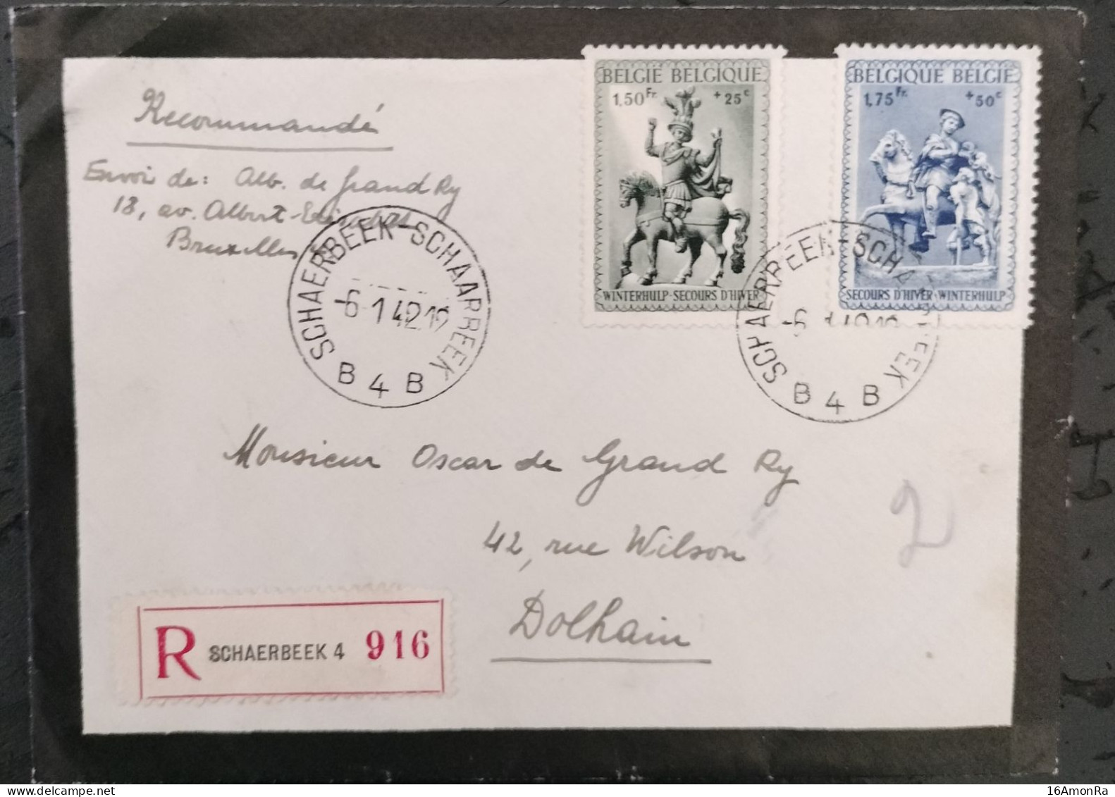 N°588/589 - 1Fr.50 Et 1Fr75 Obl. Sc SCHAERBEEK 4 Sur Lettre Recommandée Du 6-1-1942 Vers Dolhain - 21305 - Lettres & Documents