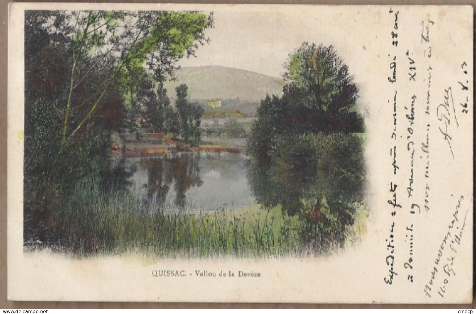 CPA 30 - QUISSAC - Vallon De La Devèze - TB PLAN Cours D'eau + Jolie Oblitération 1903 Verso - Quissac