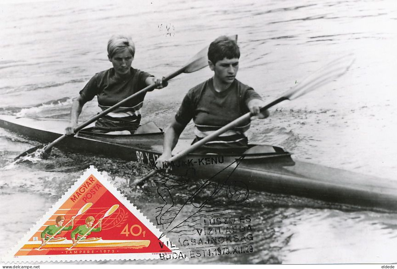 Real Photo Maximum Card ( Same Stamp As The View ) Women Double Kayak Budapest 1973 - Canottaggio