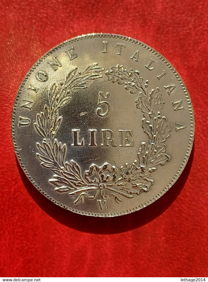 SILVER COIN MONETA ARGENTO ITALIA 1848 REPUBBLICA VENETA 5 LIRE "DIO PROTEGGE L ITALIA" 23 GRAMMI Diametro 37,5 Mm - Lehnsgeld