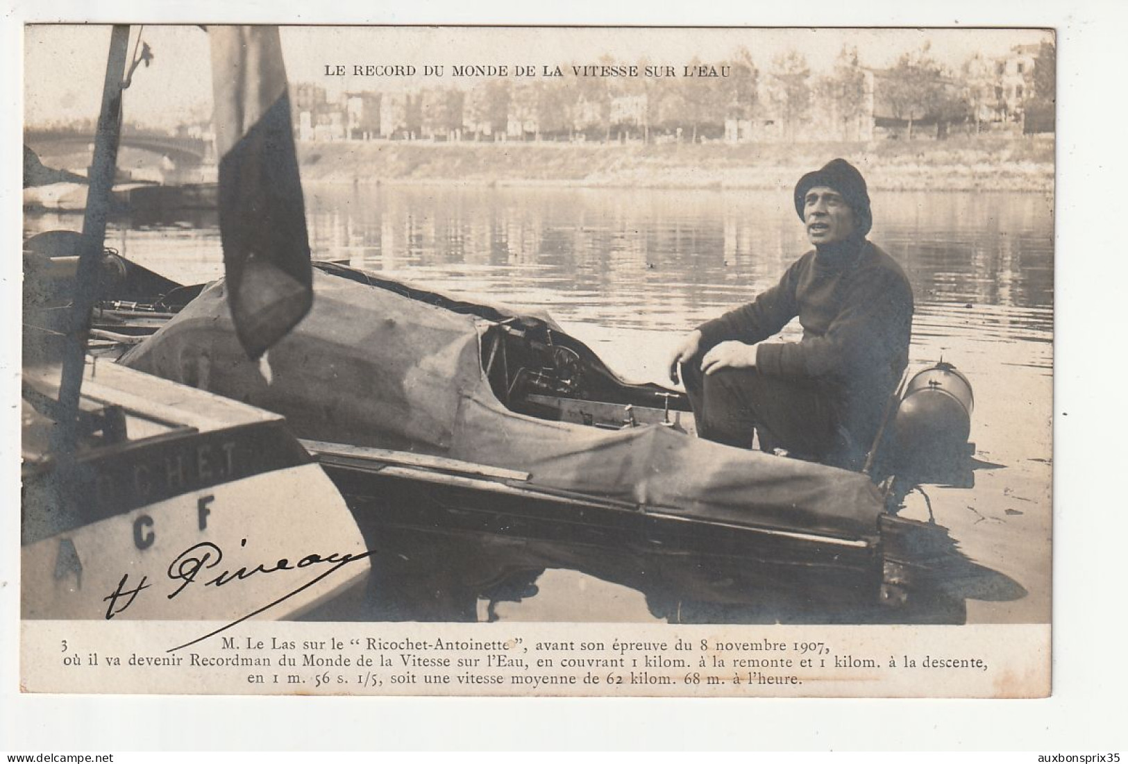 LE RECORD DU MONDE DE LA VITESSE SUR L'EAU - M. LE LAS SUR LE "RICOCHET ANTOINETTE" - Sailing