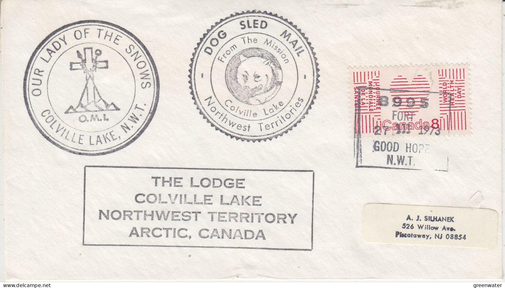 Canada  Cover Icebear "Dog Sled Mail" The Lodge Colville Lake Ca Fort Good Hope 27.11.1973 (TI153B) - Fauna ártica