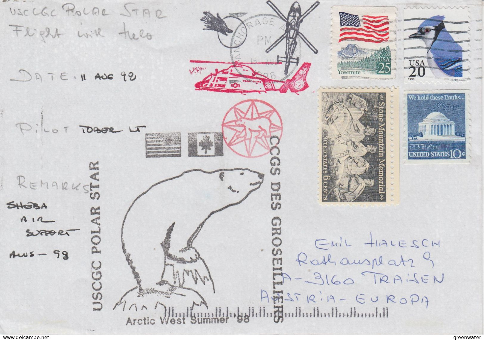 Canada  Cover Icebear Ship NGCC Des Groseilliers Sign. Officer Logistique  Ca Nanisivik Nu 04.09.2002 (TI153D) - Arctic Wildlife