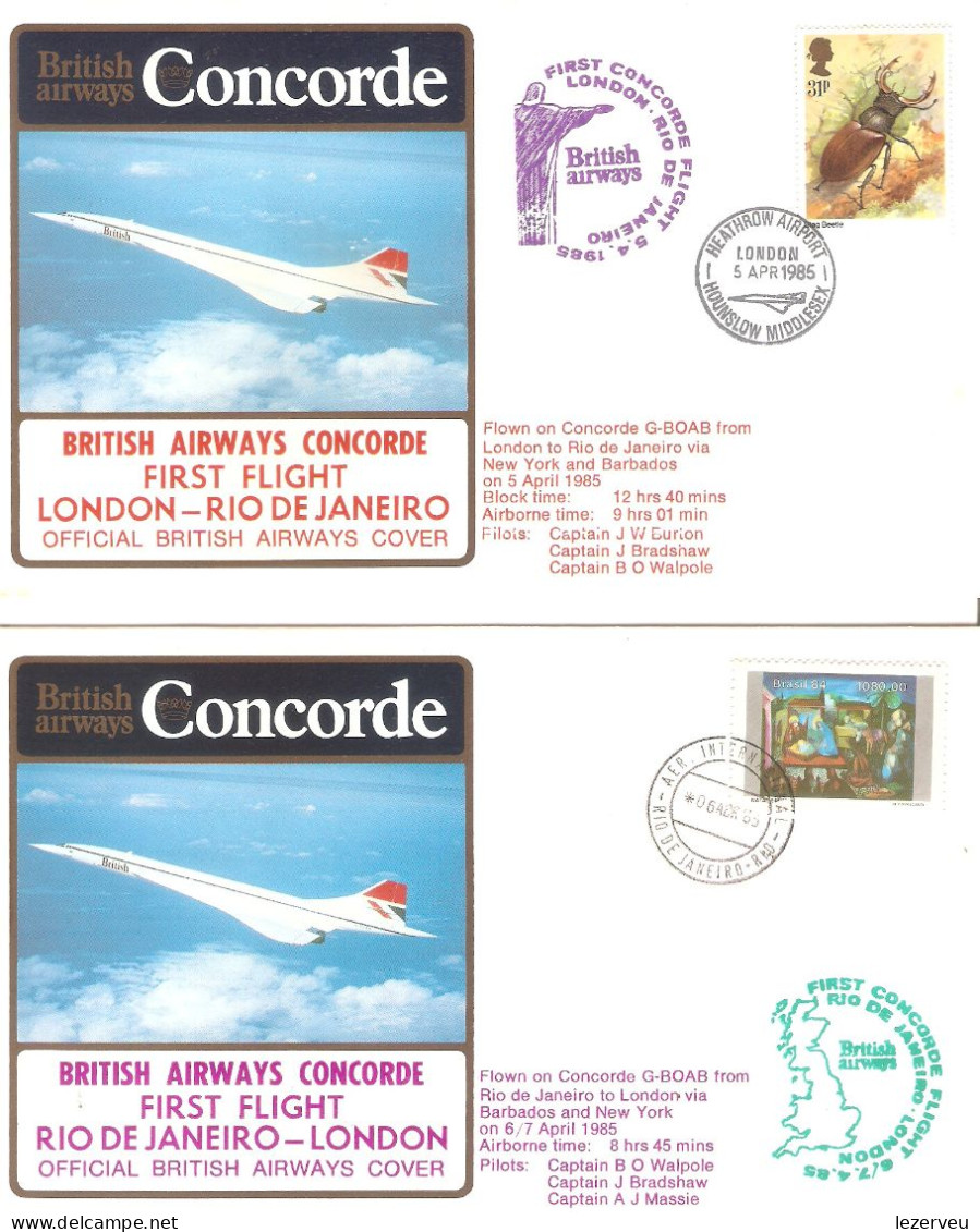 CONCORDE PREMIER 1er VOL FIRST FLIGHT BRITISH AIRWAYS LONDON LONDRES RIO DE JANEIRO 1985 - Otros & Sin Clasificación